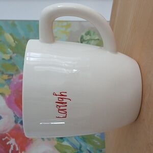 Rae Dunn LAUGH Red Text Mug 20 oz